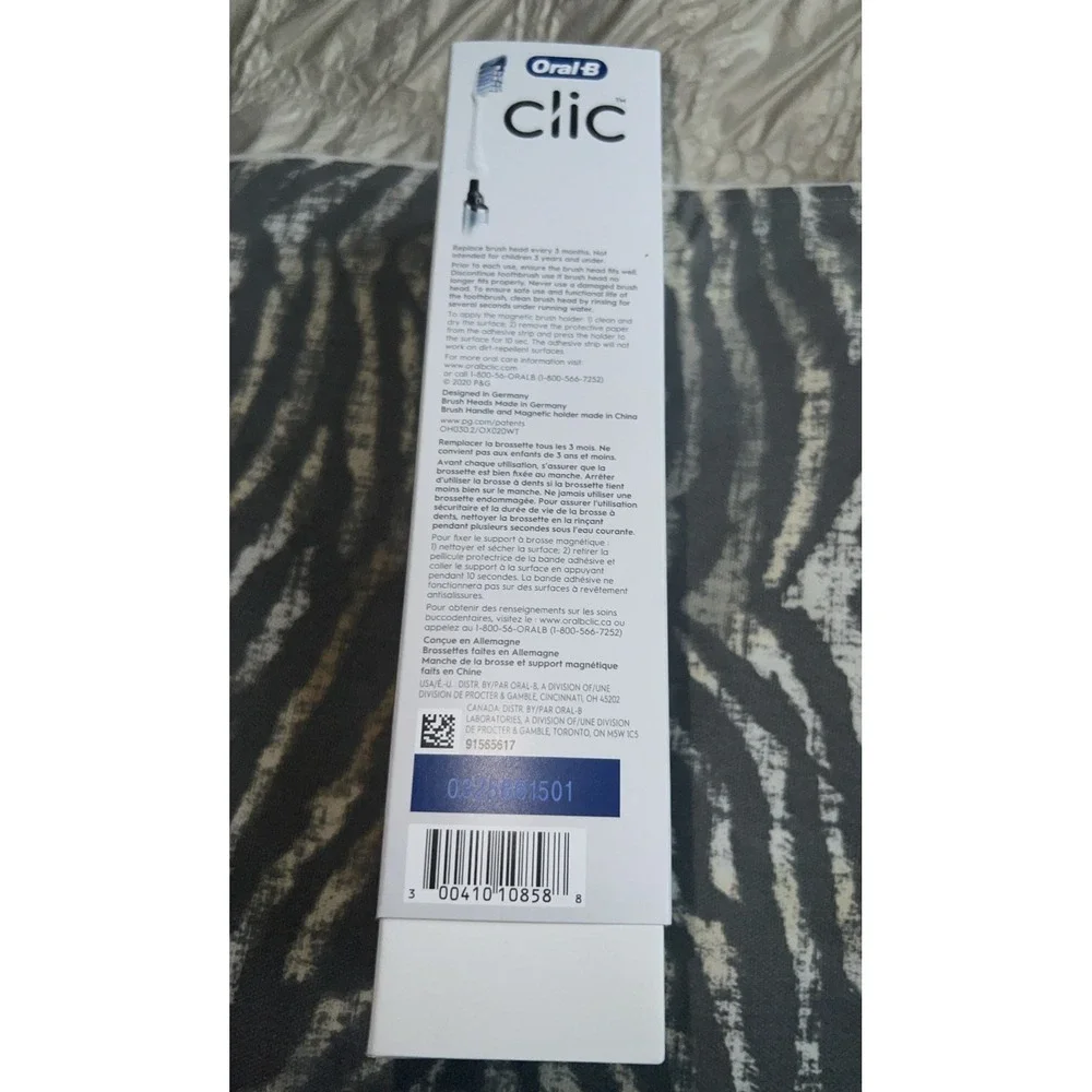 Oral-B Clic Manual Toothbrush Aqua Blue Metal Handle Magnetic Holder NIB
